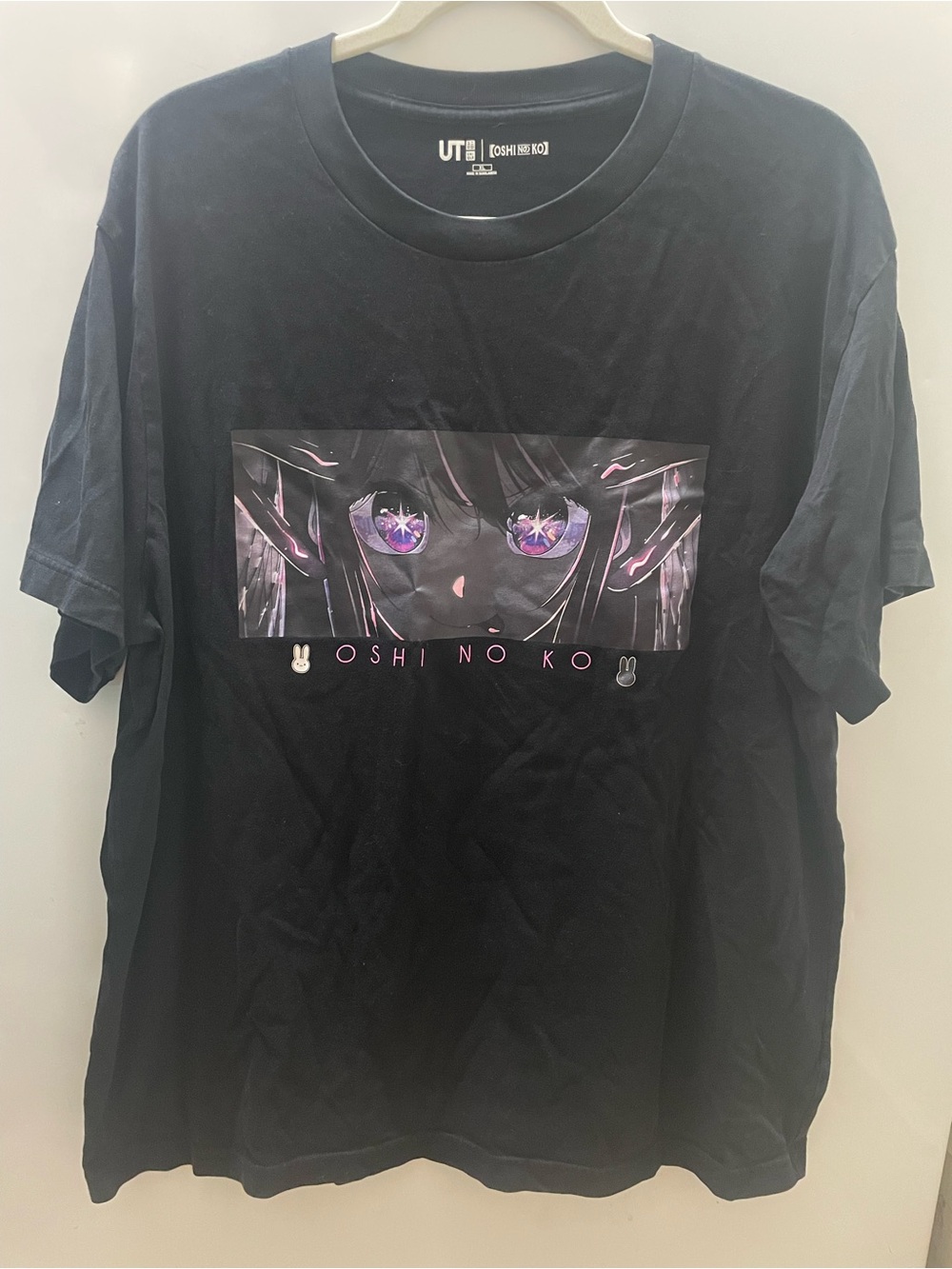 Uniqlo UT Oshi no Ko Hoshino Men's Graphic Print Black Crew Neck T Shirt Size XL